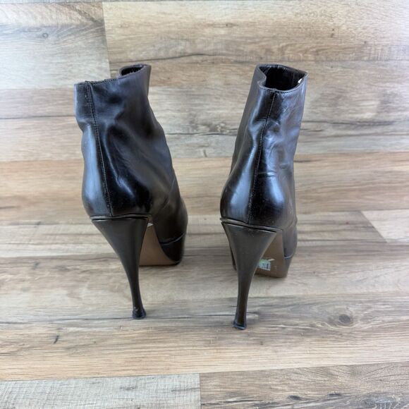 Marni Size 7 38 Brown Platform Square Toe Booties Stiletto Heels - Picture 2 of 9